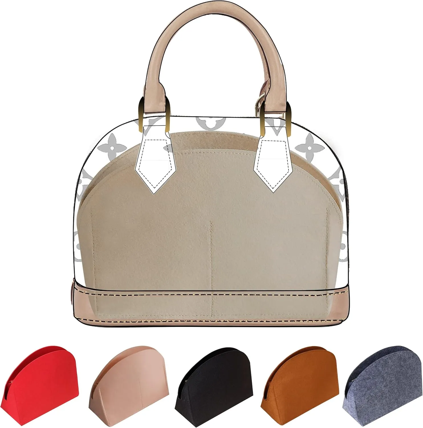 Soyizom Felt Purse Organizer Purse Insert Fits Alma BB PM Insert Tote Organizer for Women Purse Liner Purse in Purse (BB,Beige)
