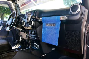 Spiderwebshade Grab Bag for Jeep - Front Passenger Seat Grab Bar Organizer - Travel Essentials Holder - MADE IN AMERICA (Blue)