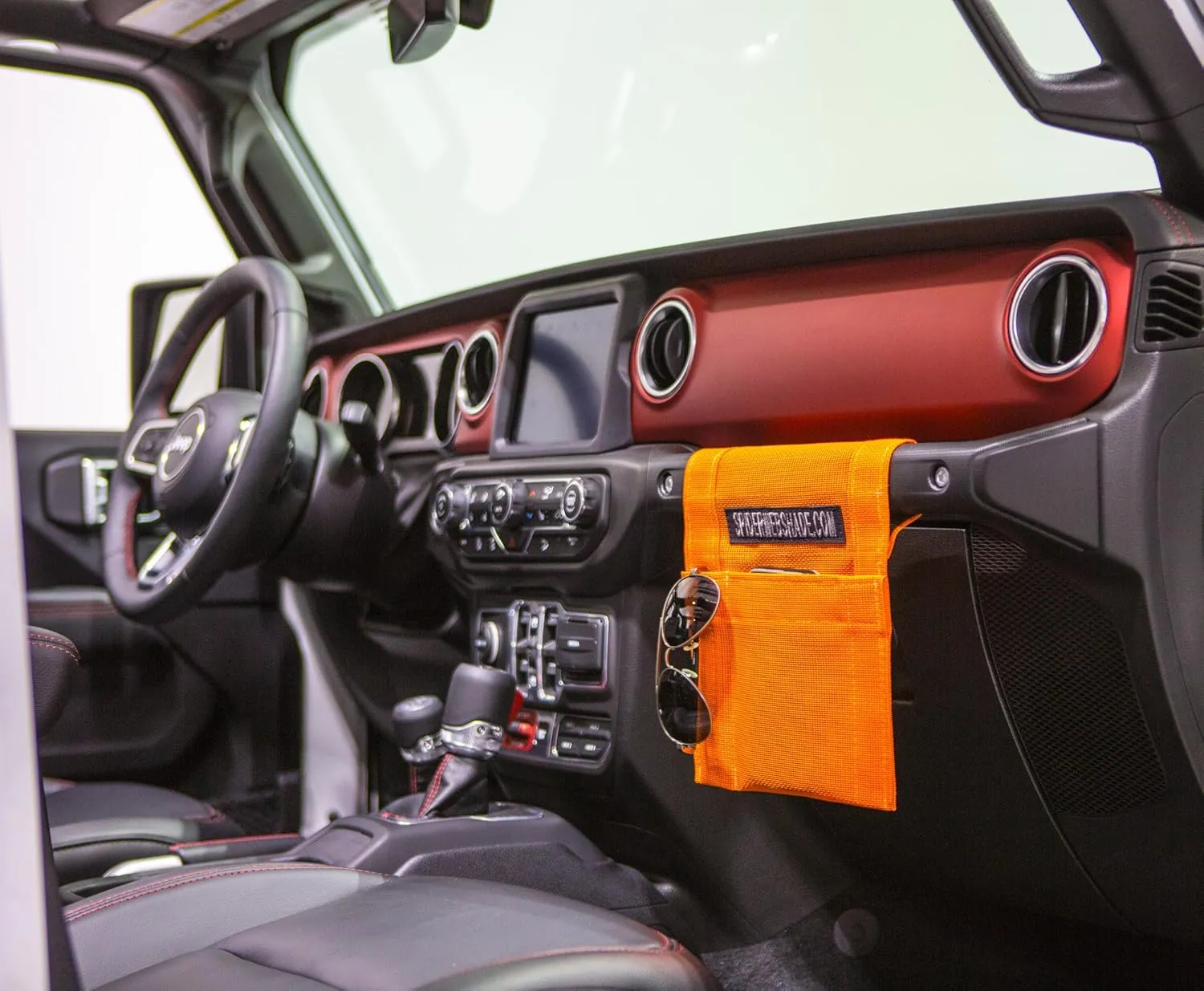 SPIDERWEBSHADE Grab Bag for Jeep - Front Passenger Seat Grab Bar Organizer - Travel Essentials Holder - MADE IN AMERICA (Orange)