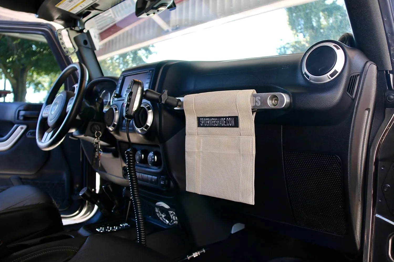 Spiderwebshade Grab Bag for Jeep - Front Passenger Seat Grab Bar Organizer - Travel Essentials Holder - MADE IN AMERICA (Tan)