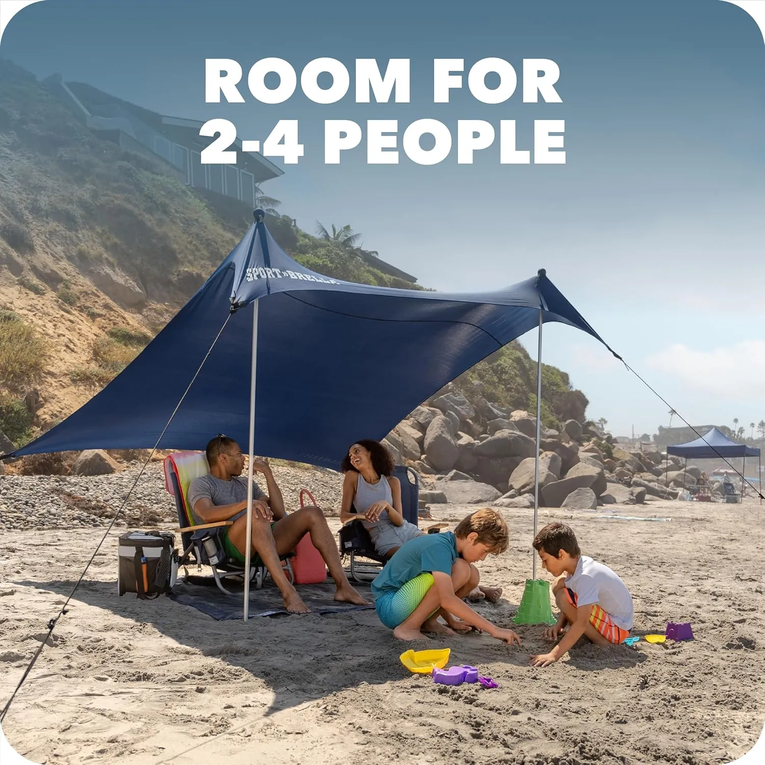 Sport-Brella Sol-Breeze Shelter UPF 50  Sun and Rain Canopy for Camping, Beach and Sports Events(7X7)