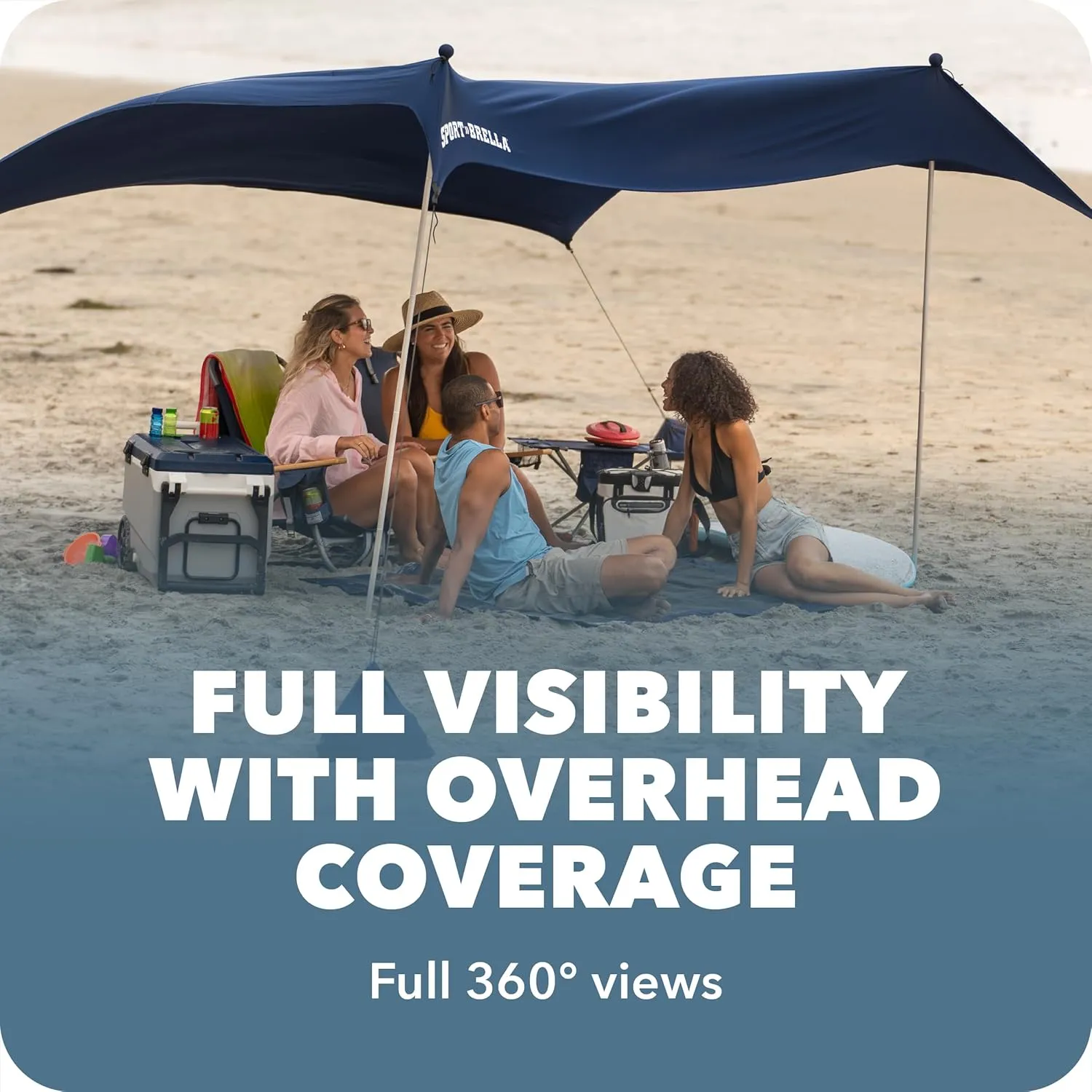 Sport-Brella Sol-Breeze Shelter UPF 50  Sun and Rain Canopy for Camping, Beach and Sports Events(7X7)