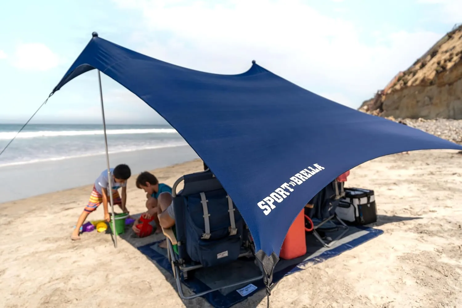 Sport-Brella Sol-Breeze Shelter UPF 50  Sun and Rain Canopy for Camping, Beach and Sports Events(7X7)