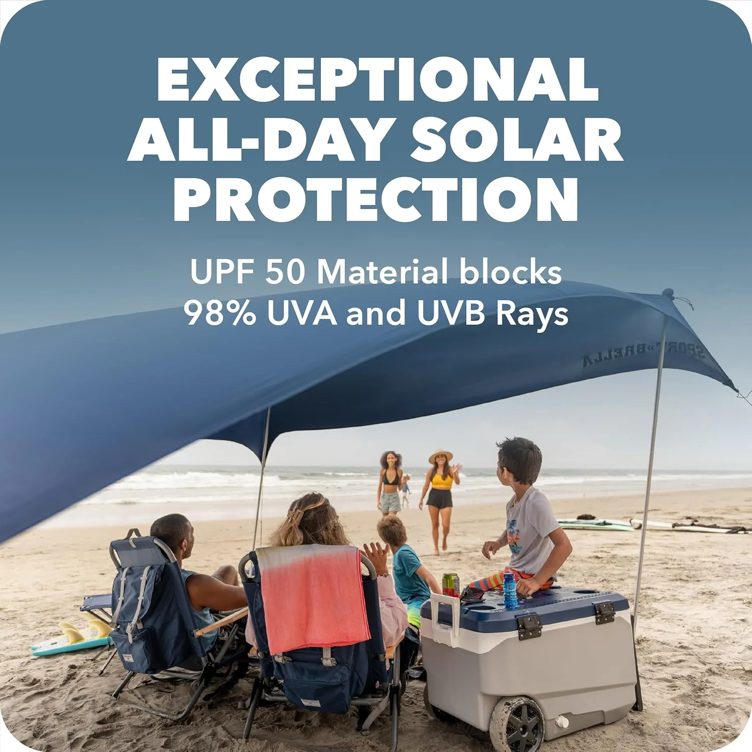 Sport-Brella Sol-Breeze Shelter UPF 50  Sun and Rain Canopy for Camping, Beach and Sports Events(7X7)