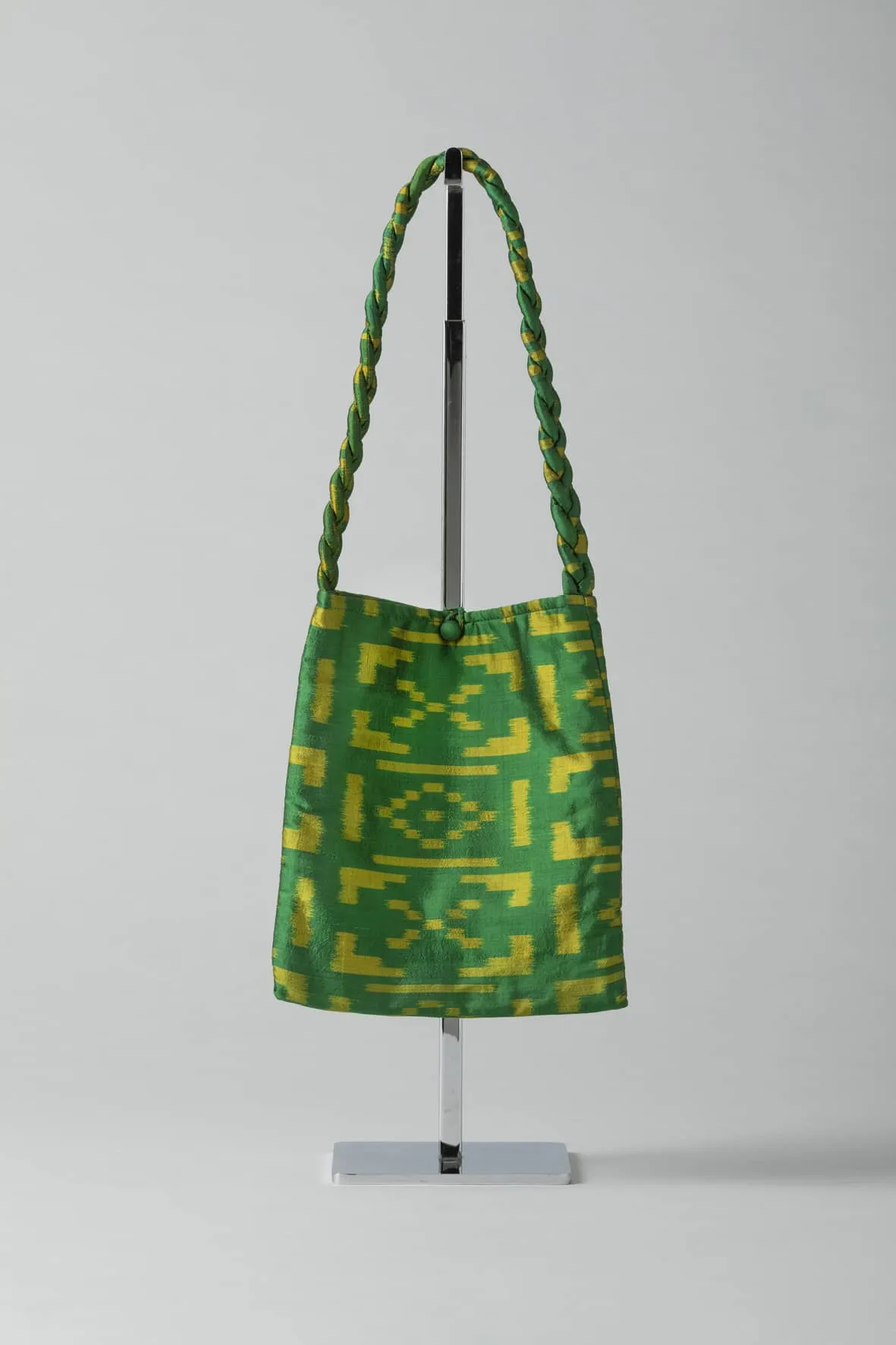 Square Silk Sari Pouch - Green