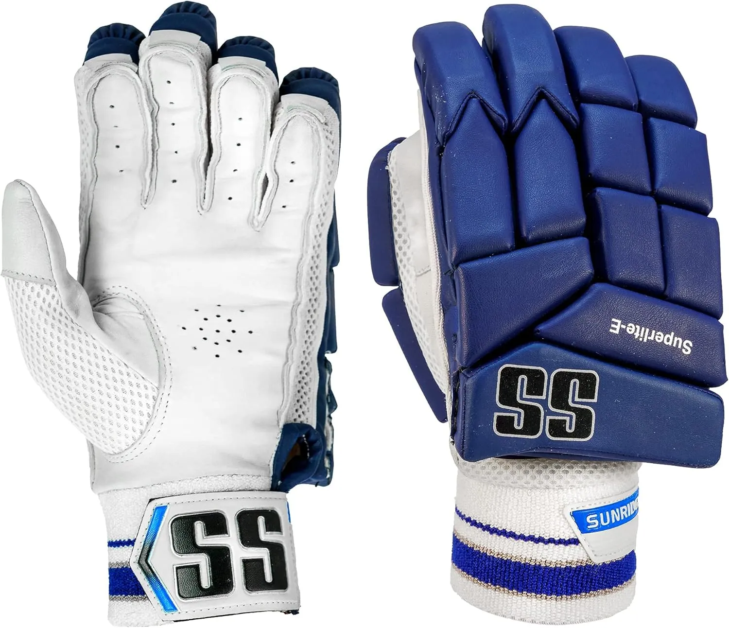 SS Cricket Superlite E Batting Gloves - Men's, Right Handed (Limited Edition), Blue/Black/Yellow/Red/Green