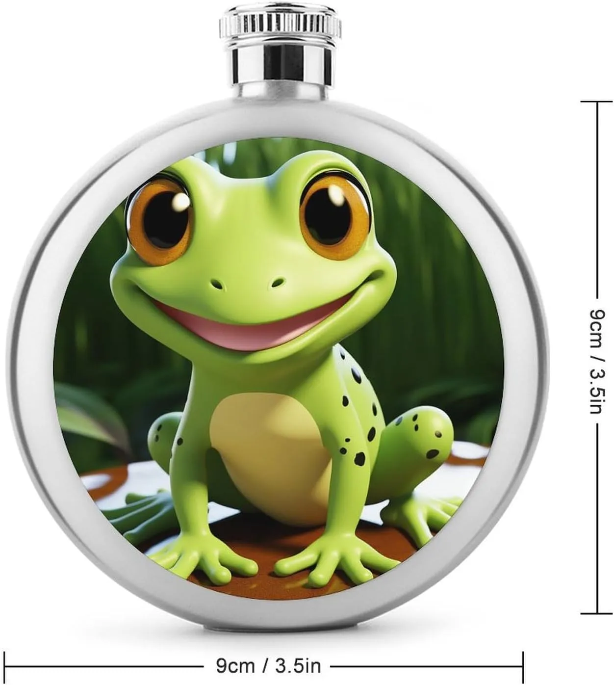 Stainless Steel Wine Bottle Liquor Container Cute Frog Print Leak Proof Hip Flask Durable for Camping Hiking Travel Festivals