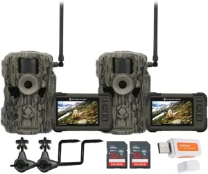 Stealth Cam 36MP Fusion Max Cellular Trail Camera with 80 Feet Detection Range (2-Pack) Bundle with 2X SD Card Viewer, 2X Camera Holder, 2X 32GB Memory Card, and Card Reader (9 Items)