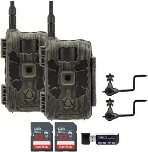 Stealth Cam 40MP Deceptor Max Cellular Trail Camera (2-Pack) Bundle with Economy Trail Camera Holder (2-Pack), 4-in-1 Card Reader, and 32GB Memory Card (2-Pack) (6 Items)