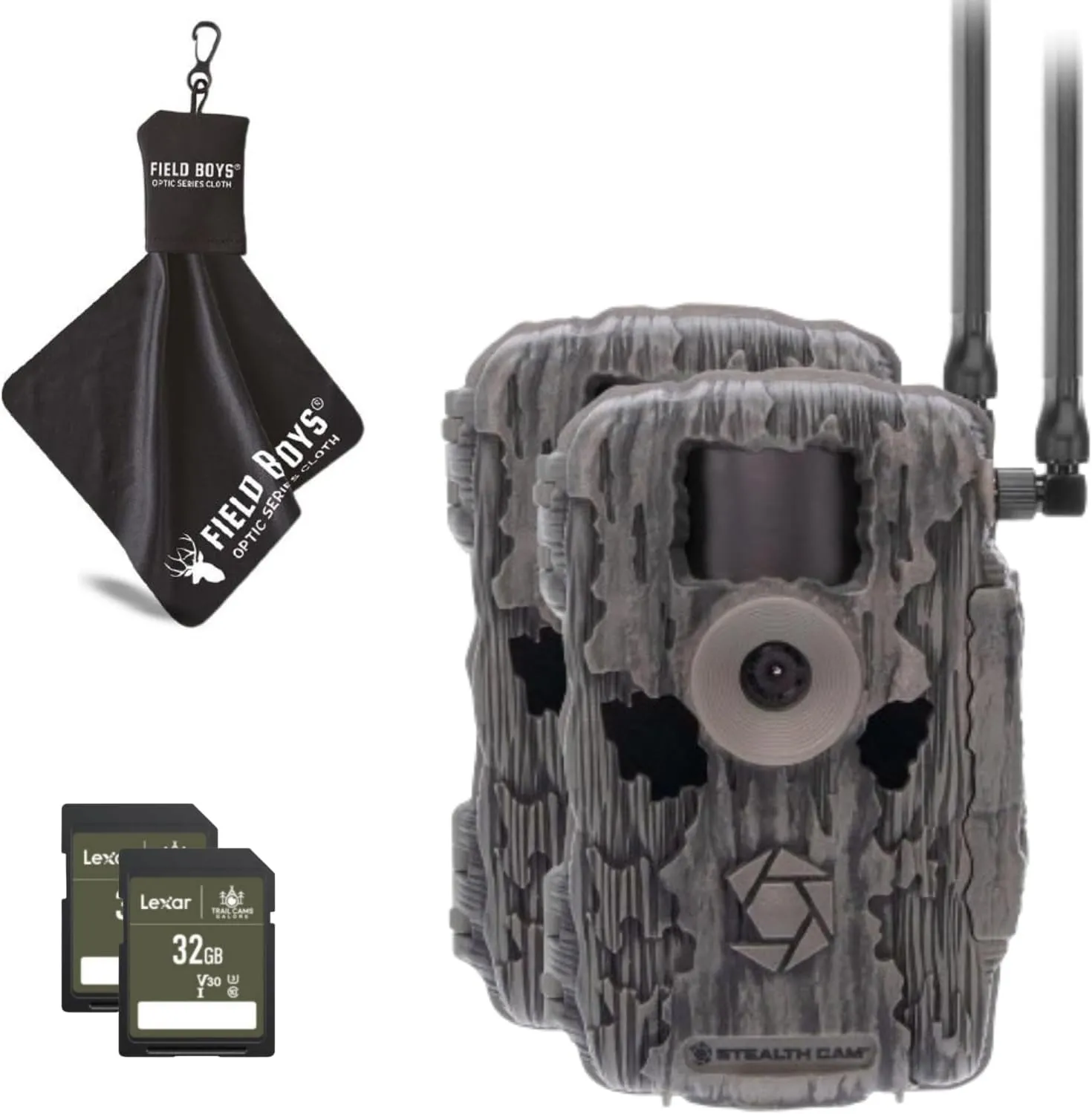 Stealth Cam Fusion MAX Dual Sim 36MP Photo & 1080P HD Video, 0.35 Sec Trigger Speed, App-Controlled Hunting Cellular Trail Camera, AT&T & Verizon (2 PK), 32GB SD Cards & Microfiber Cleaning Cloth