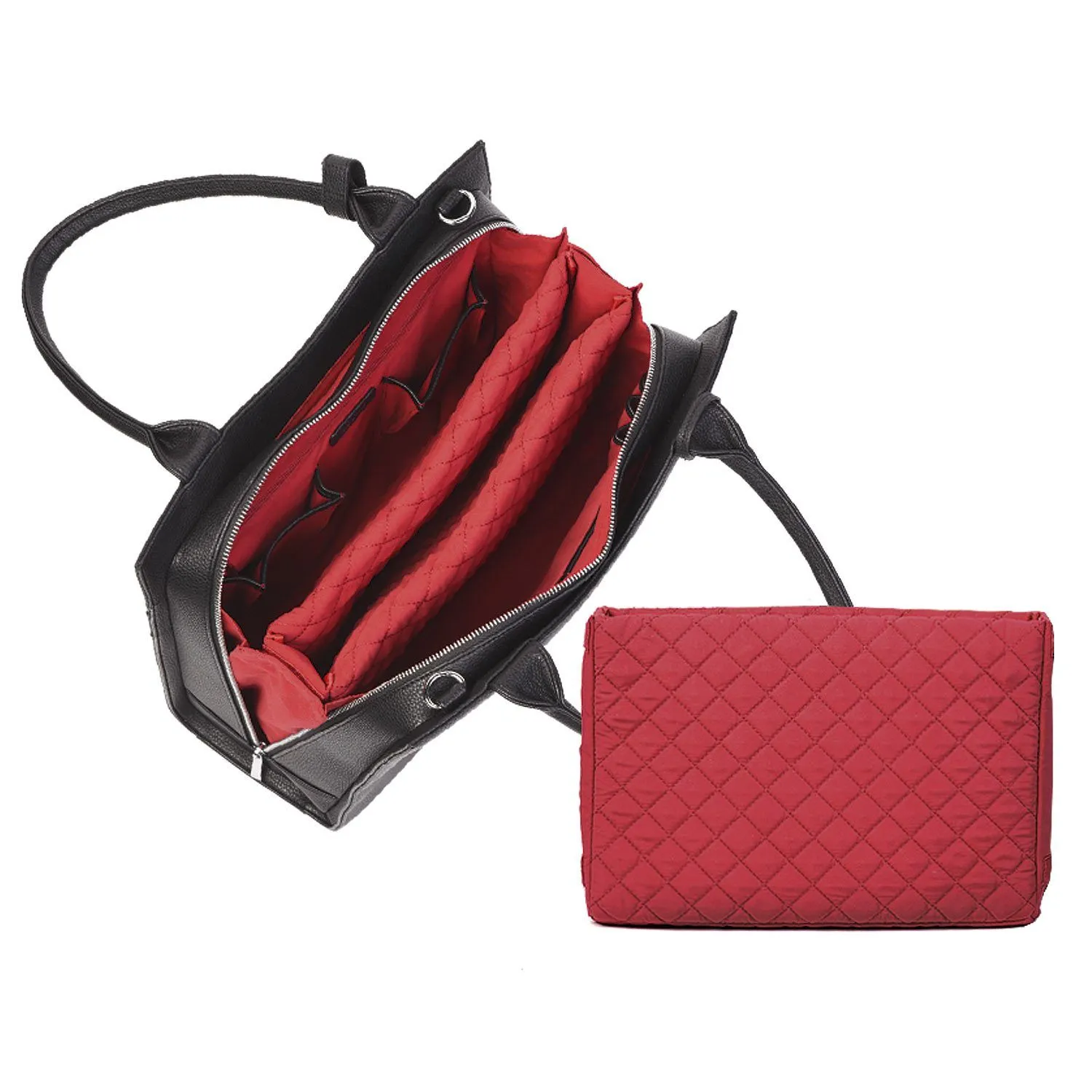 Straight Line Black 15.6" Diamond Womens Leather Laptop Bag