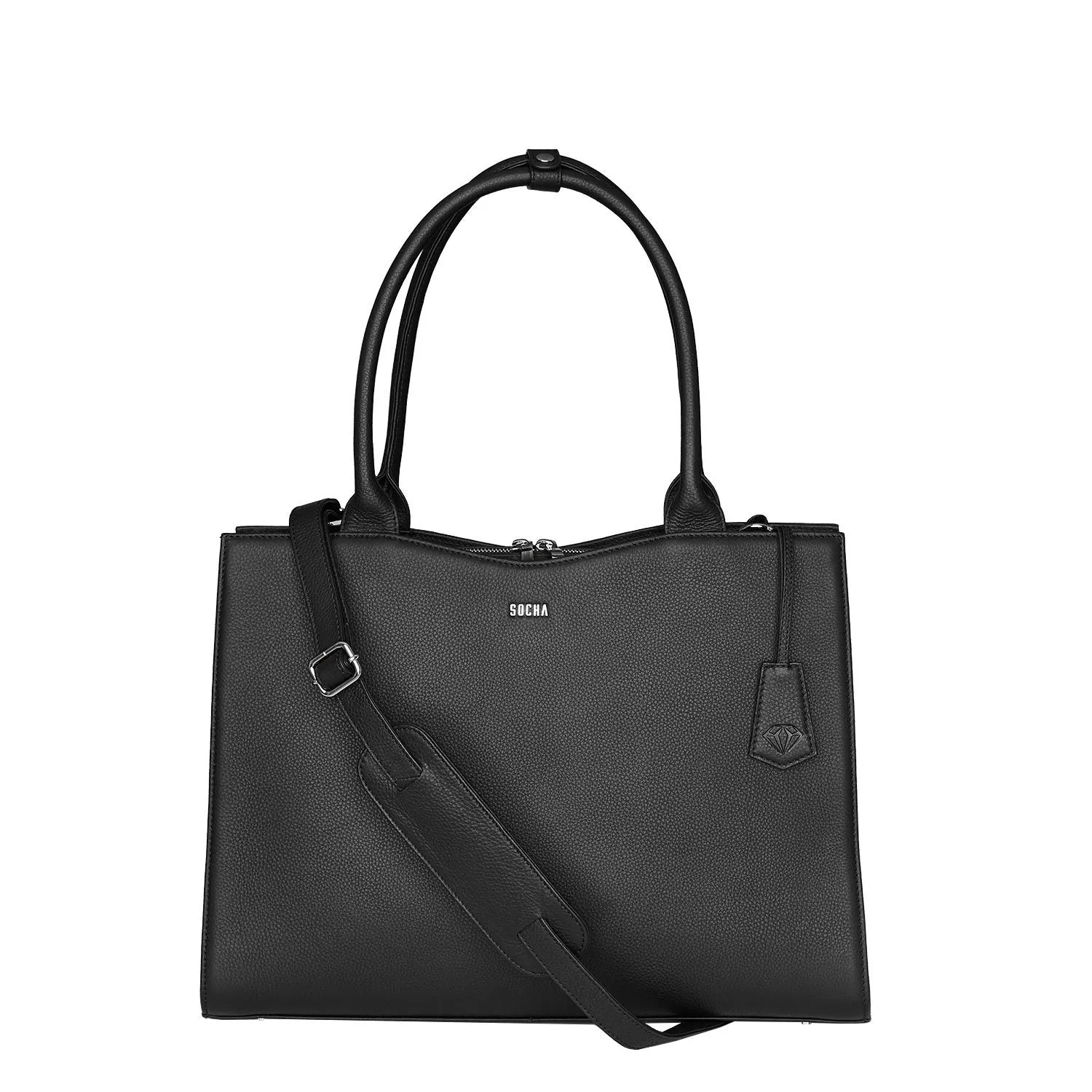 Straight Line Black 15.6" Diamond Womens Leather Laptop Bag
