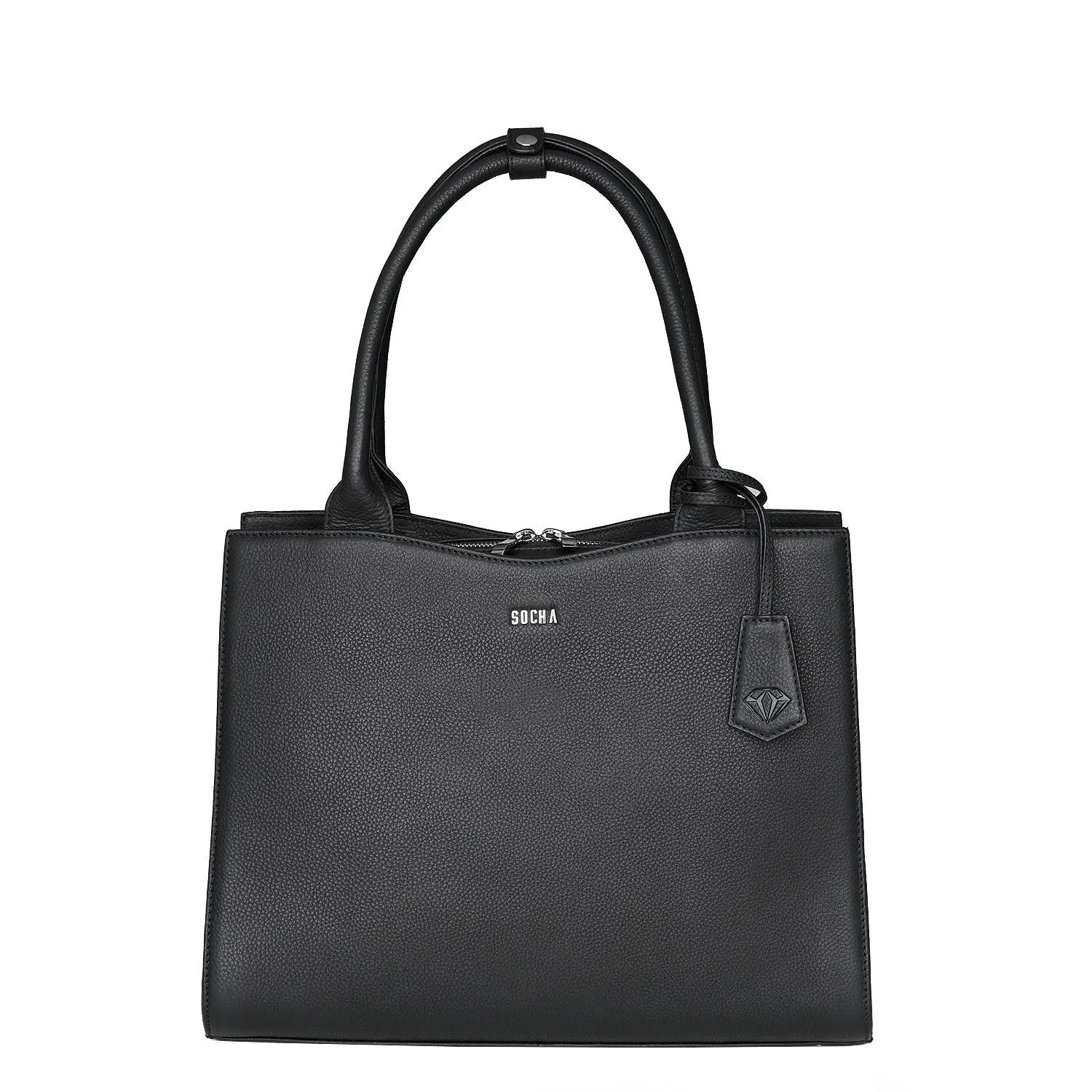 Straight Line Black 15.6" Diamond Womens Leather Laptop Bag