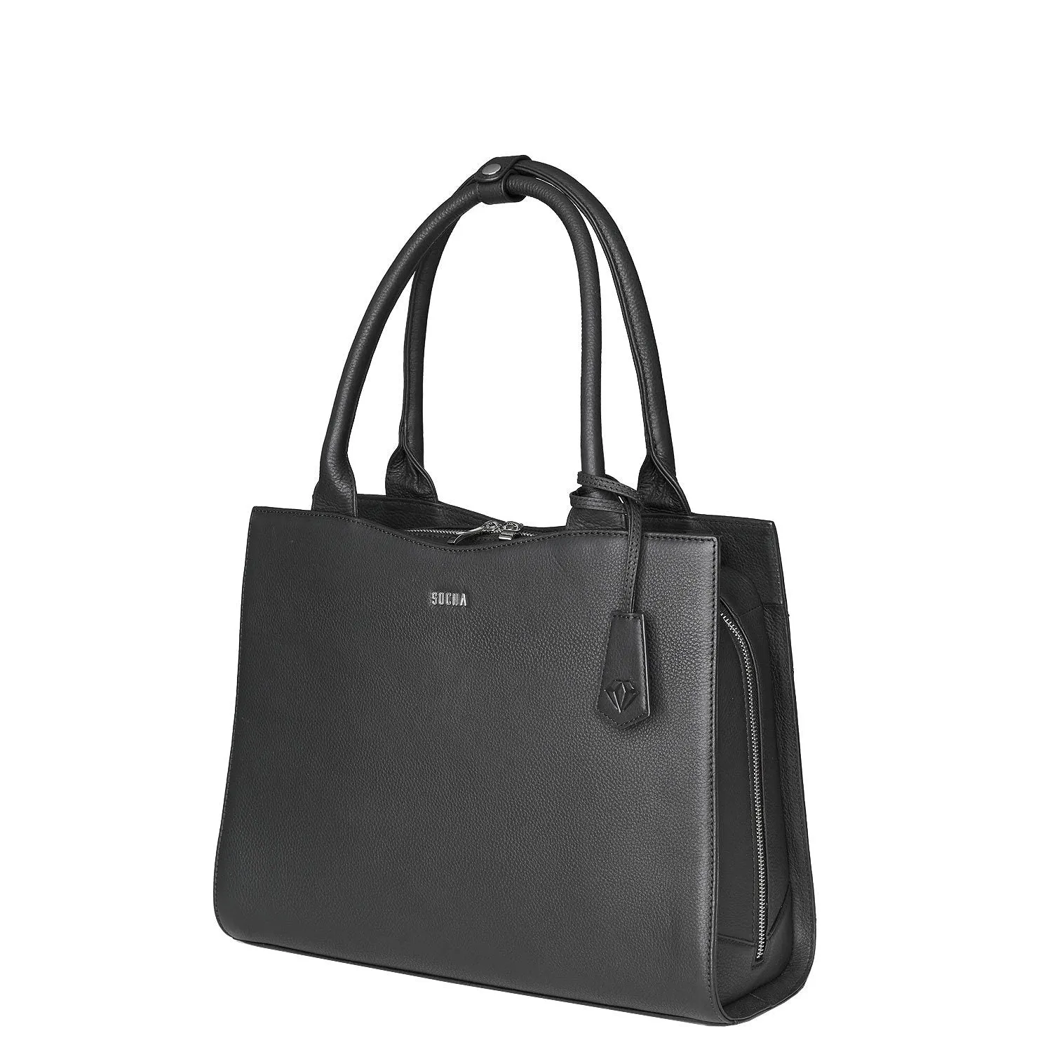Straight Line Black 15.6" Diamond Womens Leather Laptop Bag