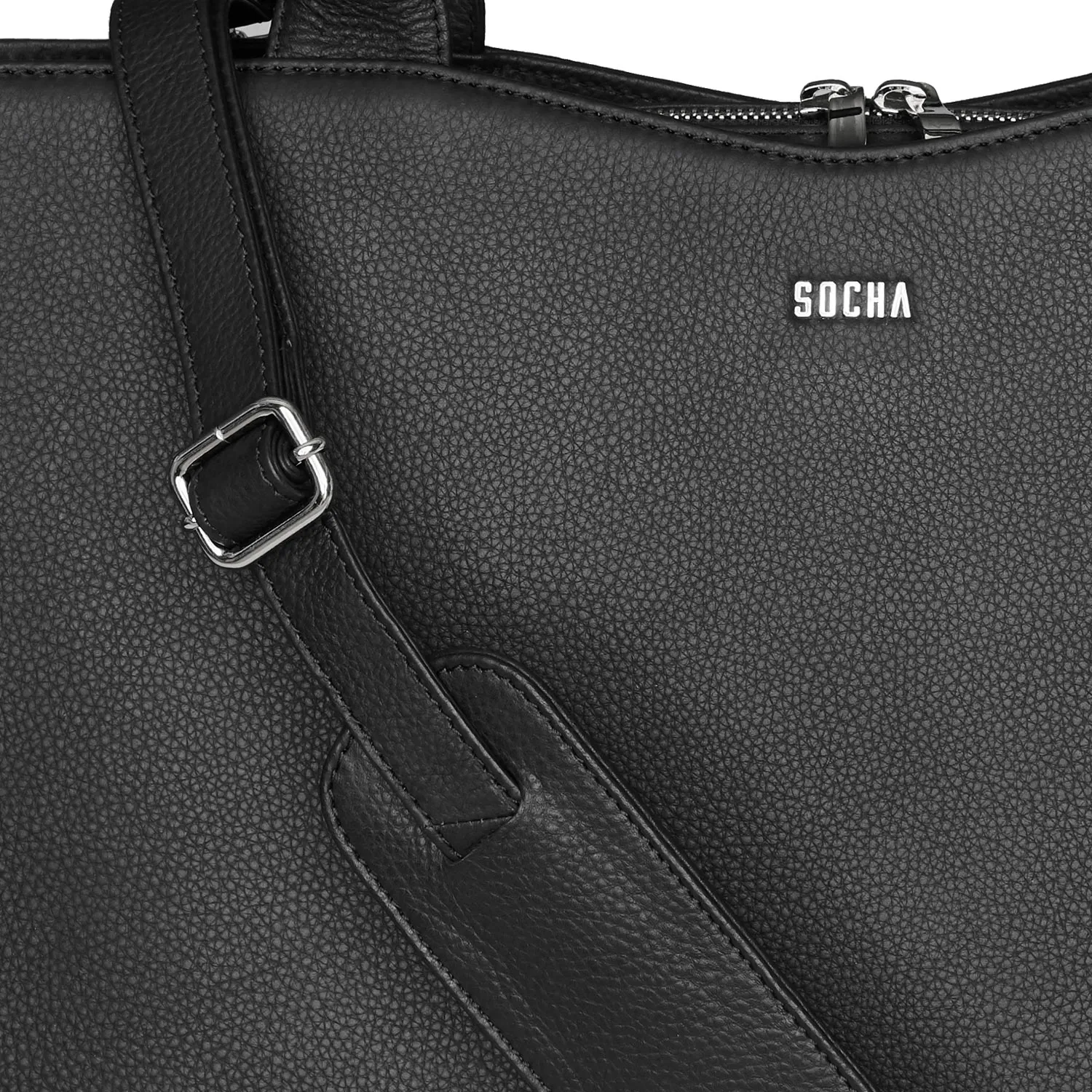 Straight Line Black 15.6" Diamond Womens Leather Laptop Bag