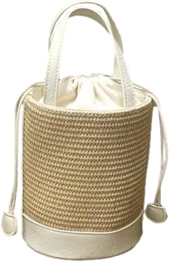 Straw Bags for Women 2025 Trendy Top Handle Bag Woven Bucket Purse Straw Tote Crossbody Purse Satchel Beach Bag for Vacation