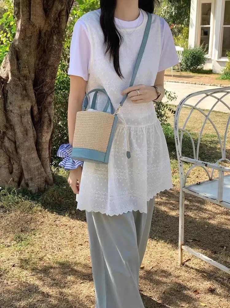 Straw Bags for Women 2025 Trendy Top Handle Bag Woven Bucket Purse Straw Tote Crossbody Purse Satchel Beach Bag for Vacation