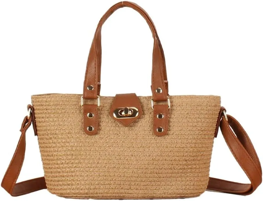 Straw Bags for Women Small Tote Handbags Shoulder Bag Crossbody Stylish Summer Beach Purses 2024
