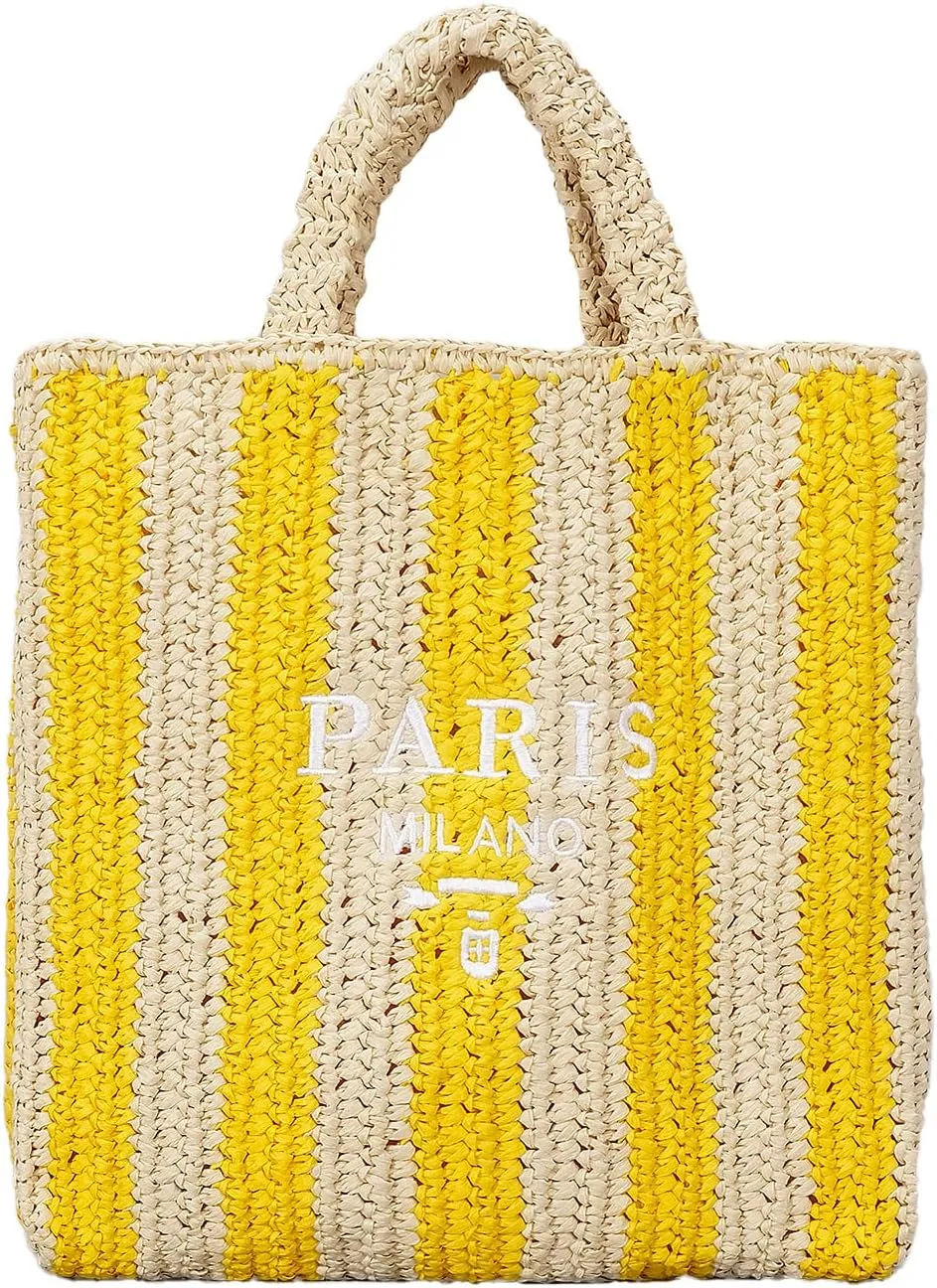 Straw Beach Bag for Women Summer Woven Tote Bag Packable Straw Purses and Handbags for Vacation Holiday