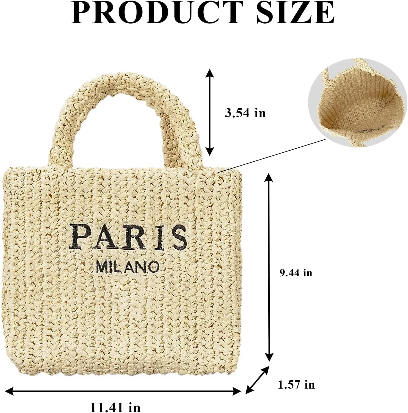 Straw Beach Bag for Women Summer Woven Tote Bag Packable Straw Purses and Handbags for Vacation Holiday