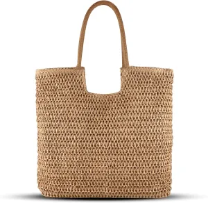 Straw Beach Bag Women: Summer Bag for Travel Vacation - Woven Tote Bag for Women