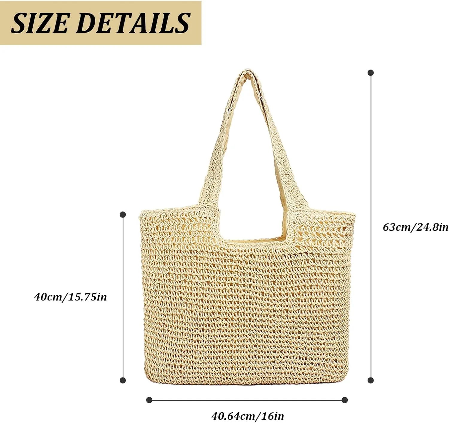 Straw Beach Bags for Women, Large Summer Boho Woven Tote Bag, Shoulder Handbags for Women for Beach Picnic Vacation