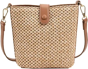 Straw Beach Bags For Women Rattan Purse Summer Straw Cross-body Bag Raffia Handbag Purses Shoulder Bag Small Bucket Bag 2025
