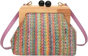 Straw Beach Bags For Women Summer Straw Cross-body Bag Raffia Handbag Pearls Purses Shoulder Bag Shell Shaped Bag 2025