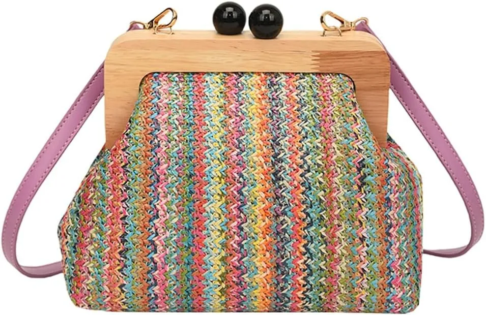 Straw Beach Bags For Women Summer Straw Cross-body Bag Raffia Handbag Pearls Purses Shoulder Bag Shell Shaped Bag 2025