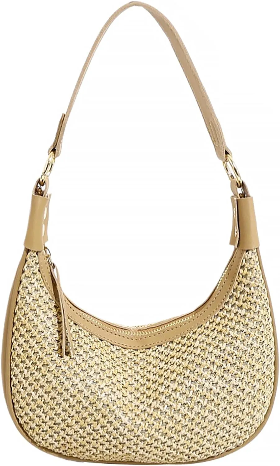 Straw Beach Shoulder Bags for Women Crescent Summer Woven Clutch Purse Vacation Handbags Underarm Hobo Tote Bag 2025