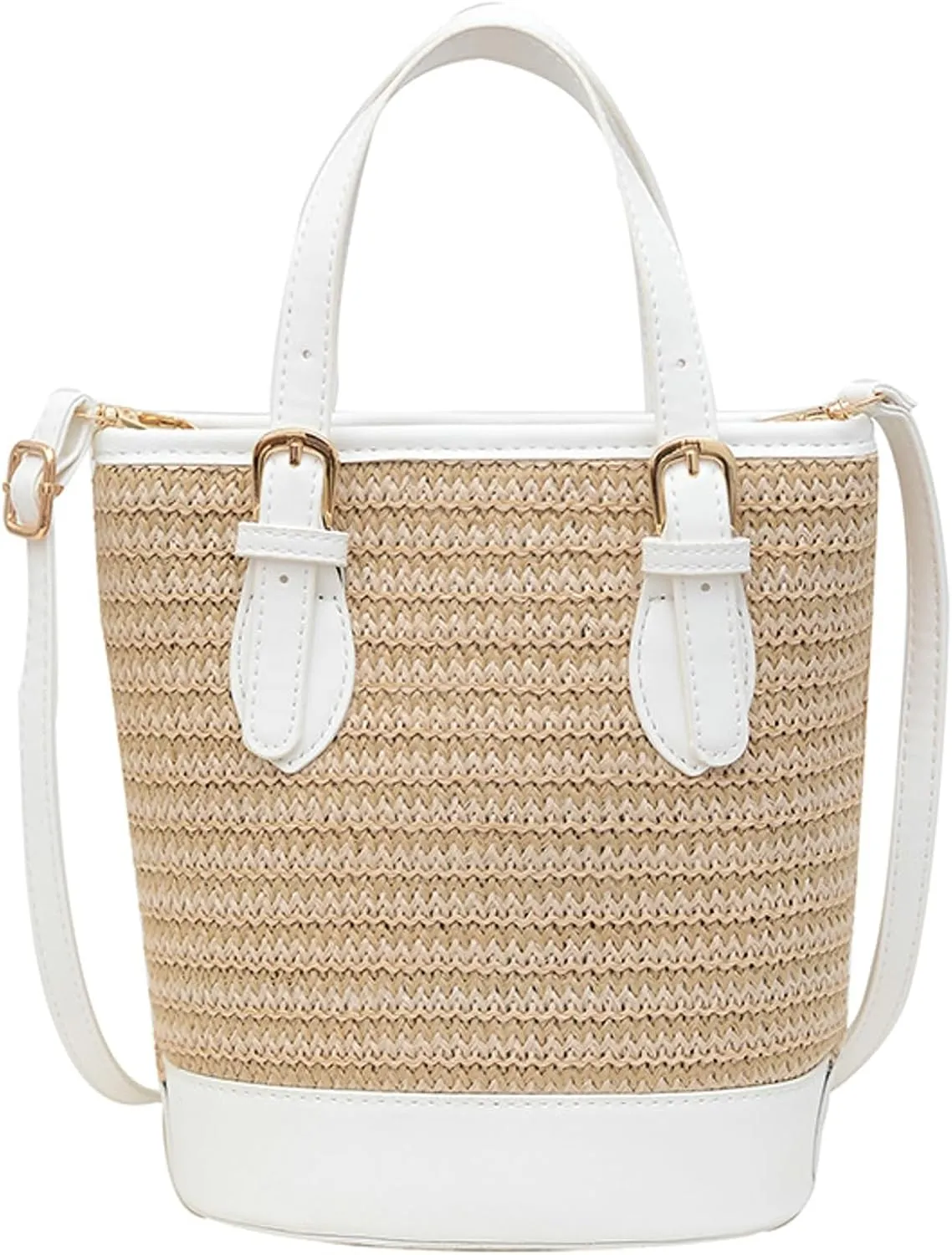 Straw Bucket Bag Women 2025 Summer Cross Body Handbag Woven Top Handle Crochet Purse Cute Shoulder Beach Travel Vacation