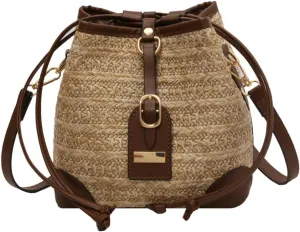 Straw Bucket Purse for Women Retro Vacation Shoulder Bag Summer Beach Hobo Handbag Small Woven Cross-body Bag 2025