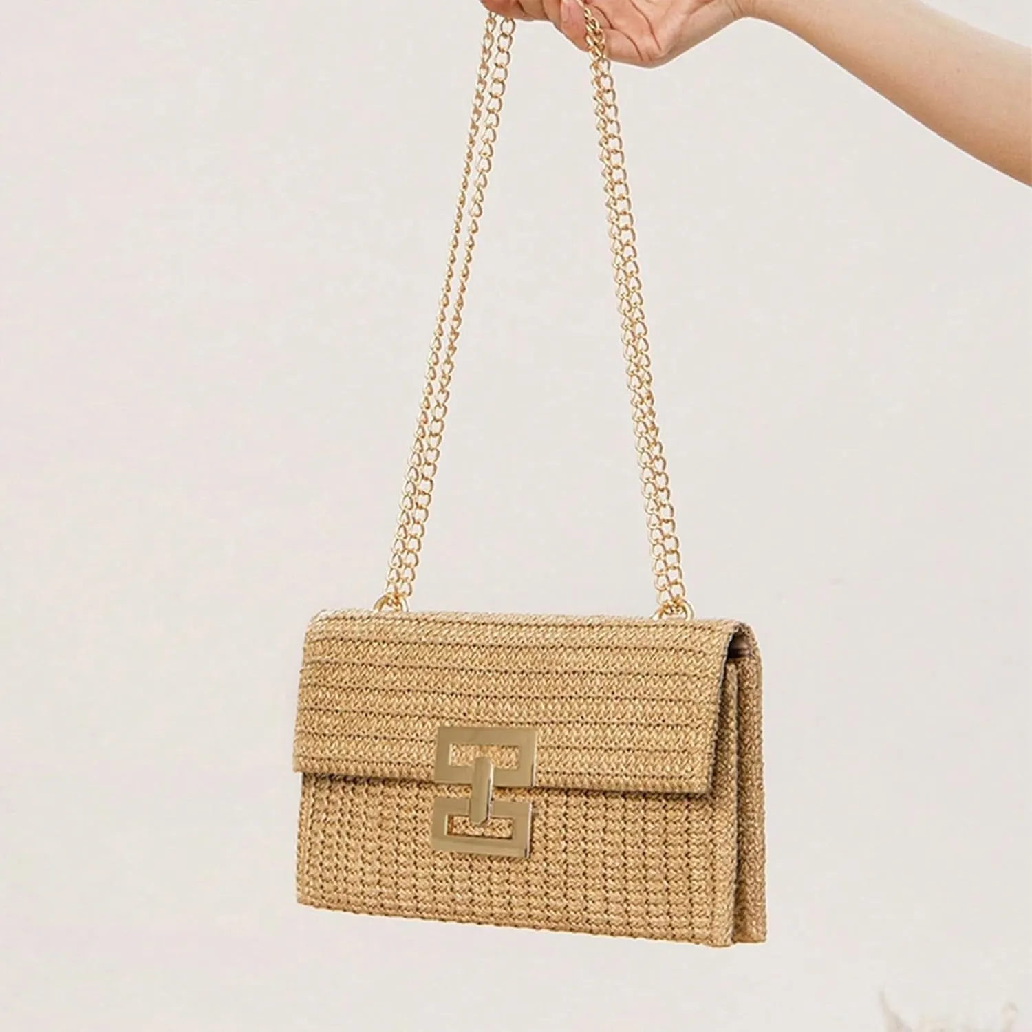 Straw Clutch Purse for Women Designer Evening Handbag Summer Beach Shoulder Crossbody Bag