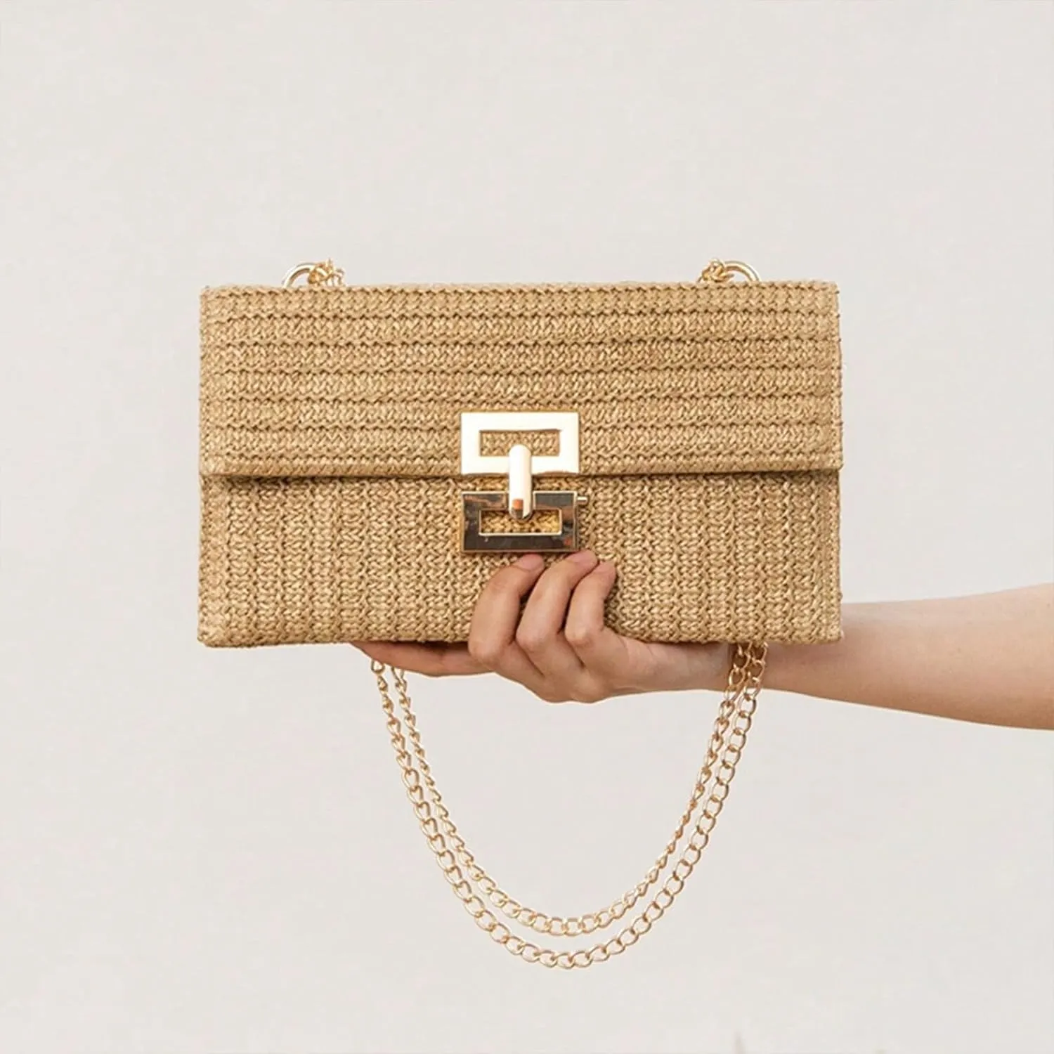 Straw Clutch Purse for Women Designer Evening Handbag Summer Beach Shoulder Crossbody Bag
