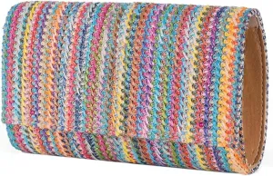 Straw Clutch Purse for Women Raffia Shoulder Crossbody Bag Straw Envelope Purse Summer Beach Bag