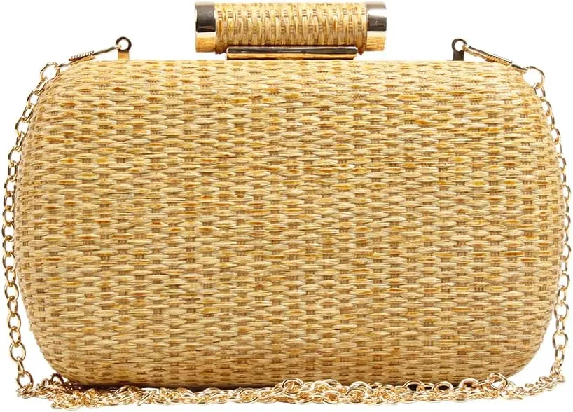 Straw Clutch Purse for Women Wedding Hand-Woved Evening Straw Handbag Party Wedding Summer Beach Bag