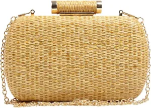 Straw Clutch Purse for Women Wedding Hand-Woved Evening Straw Handbag Party Wedding Summer Beach Bag