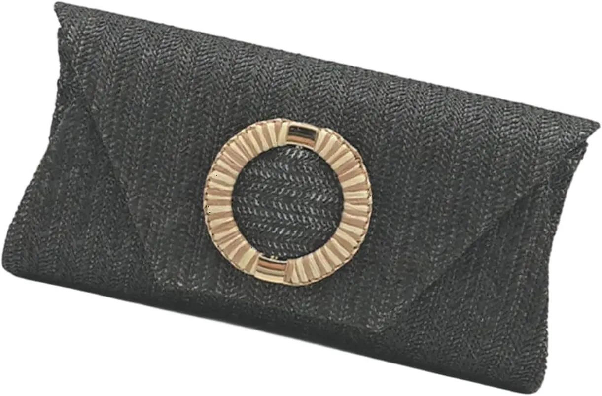 Straw Clutches Purse Women Envelope Bag Straw Crossbody Shoulder Bag Handbag Summers Beach Bag Woven Clutches Handbag