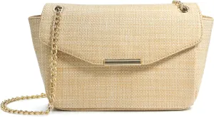 Straw Cross body Bag for Women Raffia Flap Chain Shoulder Handbag Small Satchel