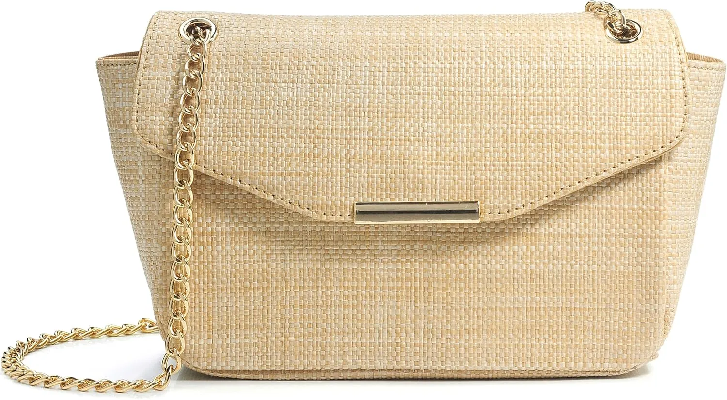Straw Cross body Bag for Women Raffia Flap Chain Shoulder Handbag Small Satchel