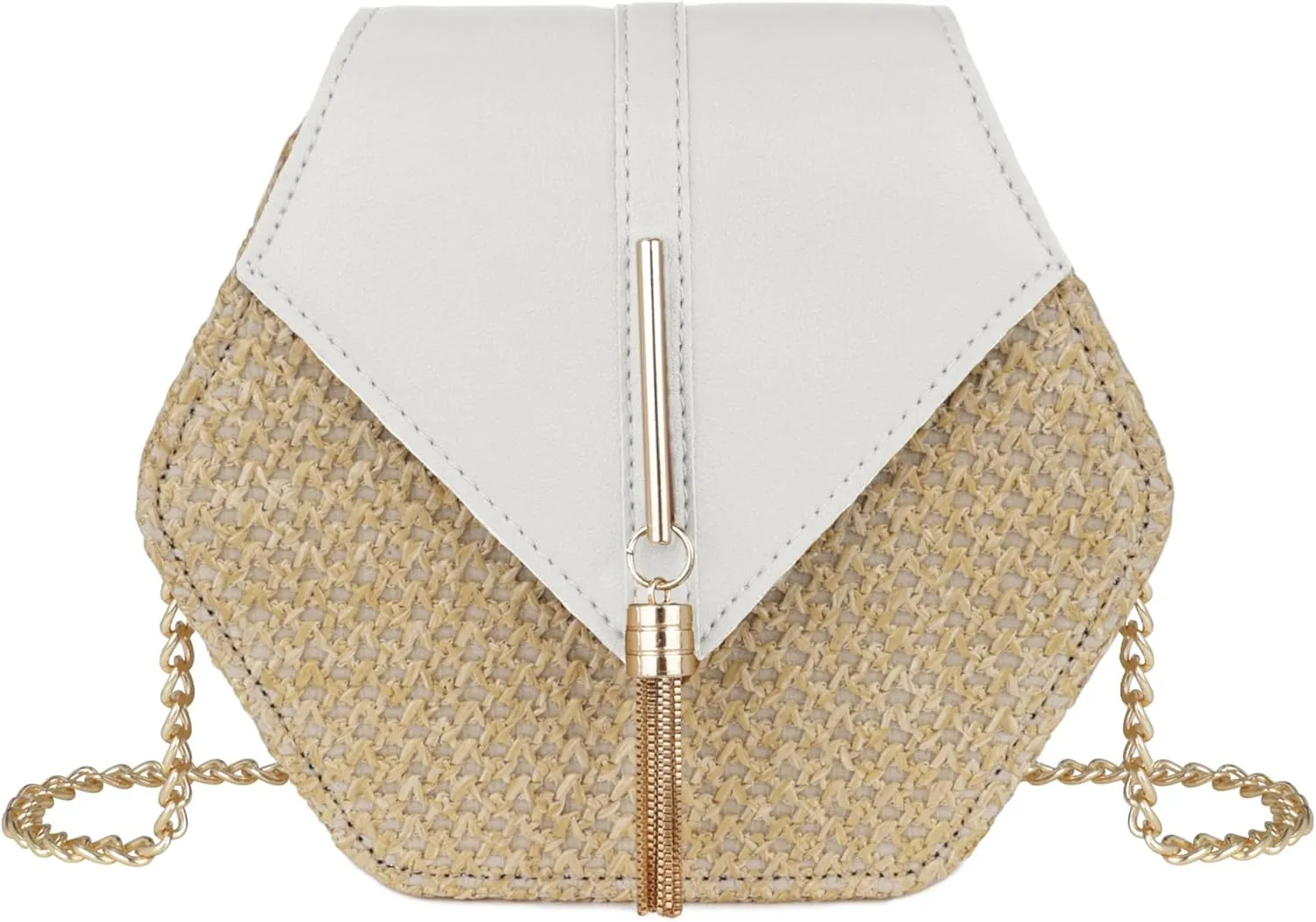Straw Crossbody Bag for Women Cute Shoulder Handbag Summer Beach Bag Purse with Tassel