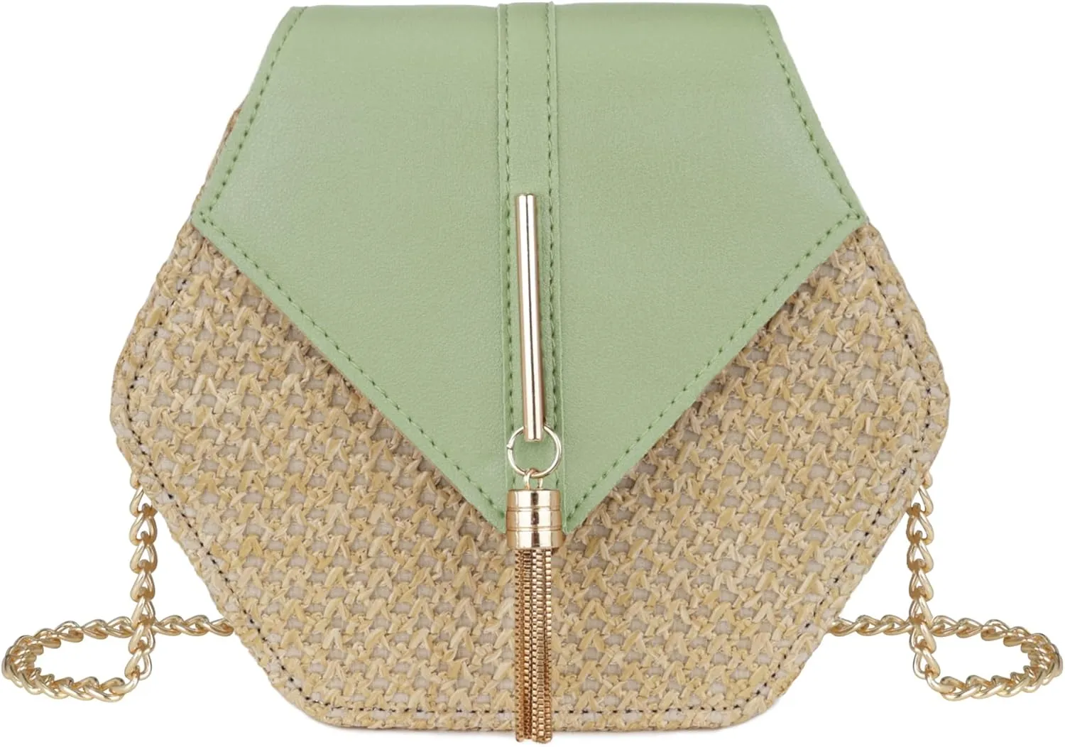 Straw Crossbody Bag for Women Cute Shoulder Handbag Summer Beach Bag Purse with Tassel