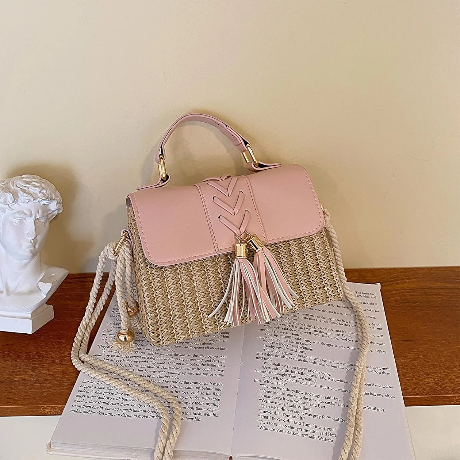 Straw Crossbody Bags for Women Summer Straw Clutch Bag Woven Beach Purse Vacation Handbags