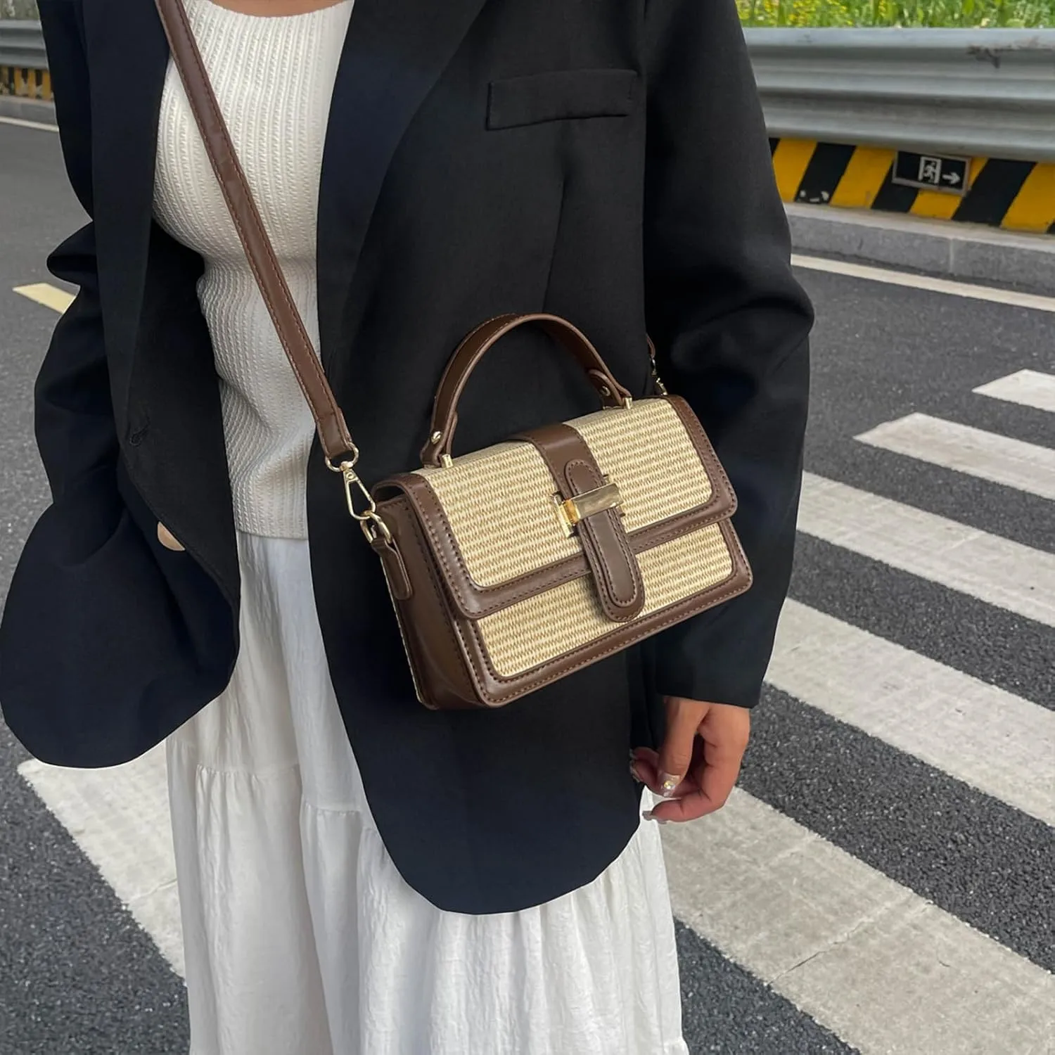 Straw Crossbody Bags for Women Summer Straw Clutch Bag Woven Beach Purse Vacation Handbags