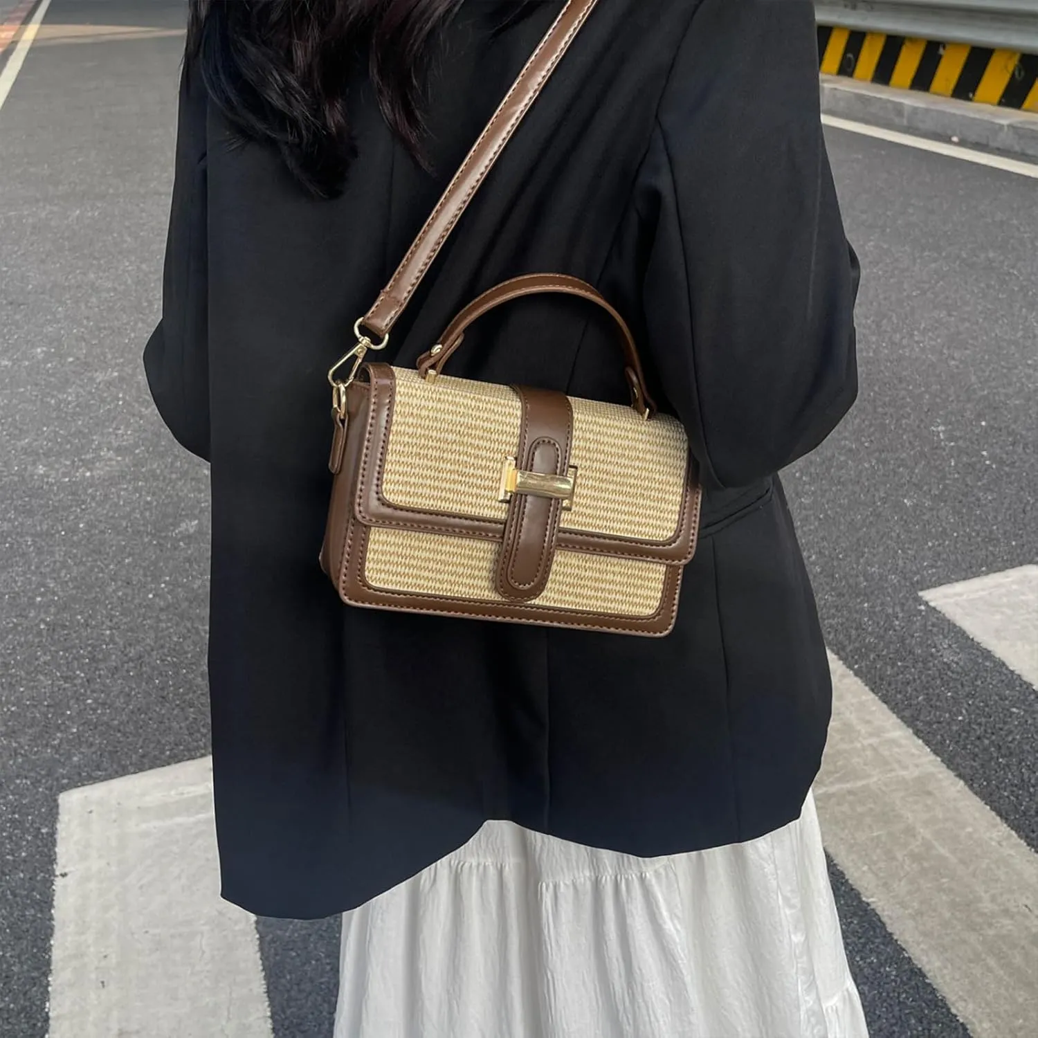 Straw Crossbody Bags for Women Summer Straw Clutch Bag Woven Beach Purse Vacation Handbags