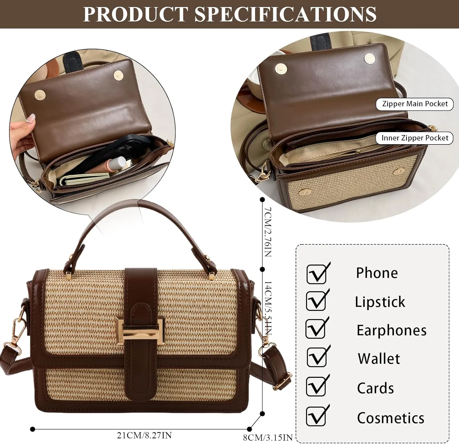 Straw Crossbody Bags for Women Summer Straw Clutch Bag Woven Beach Purse Vacation Handbags