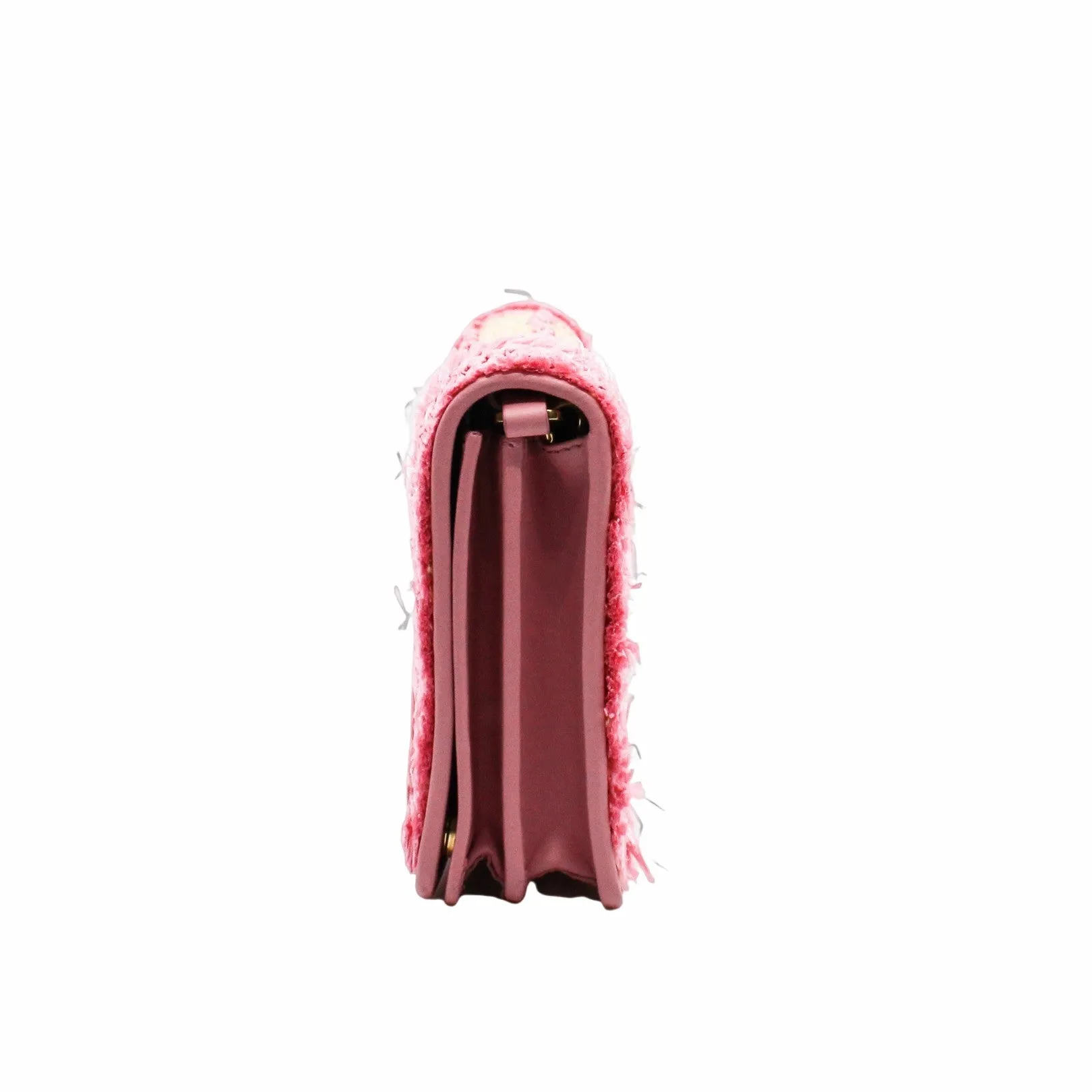 Straw Embroidered Small Shoulder Bag Naturale Astrale Pink ghw