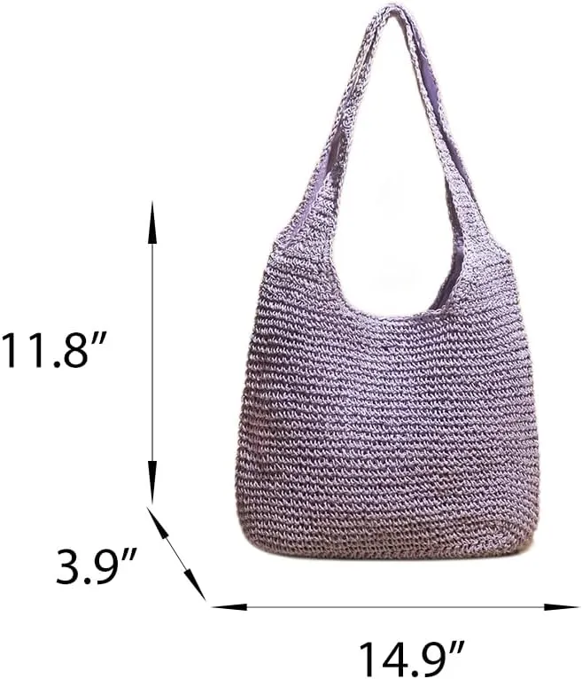 Straw Hobo Bags for Women Vintage Handbag Tote Bag Boho Crochet Beach Bag Trendy 2025 Handwoven Shoulder Bags Purse