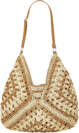 Straw Hobo Bags for Women Vintage Shoulder Bag Everything Tote Bag Designer Beach Bag Holiday Work Everyday Summer