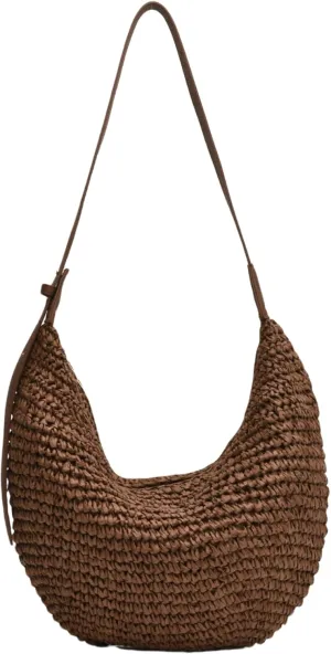 Straw Hobo Shoulder Bags for Women Crossbody Bag Woven Beach Tote Handbag Summer Travel Bag